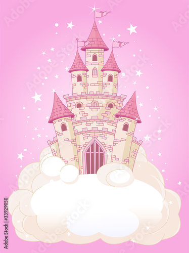 Obraz na płótnie Różowe niebo i zamek