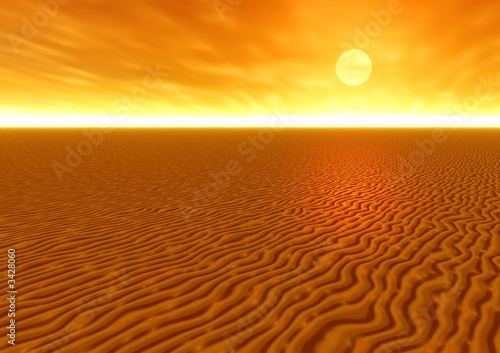 Naklejka pustynia fala pejzaż słońce abstrakcja
