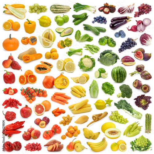 Naklejka Tęczowa kolekcja owoców i warzyw
