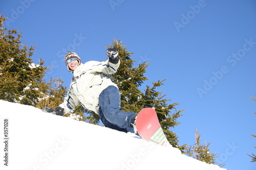 Fototapeta błękitne niebo snowboarder szwajcaria