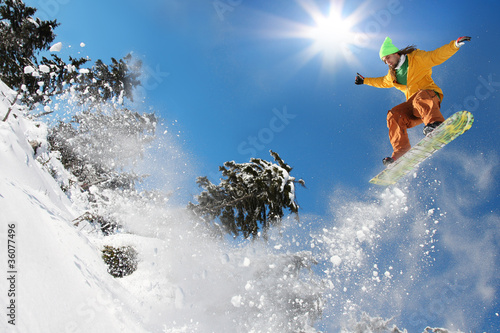 Naklejka zabawa snowboarder snowboard sport