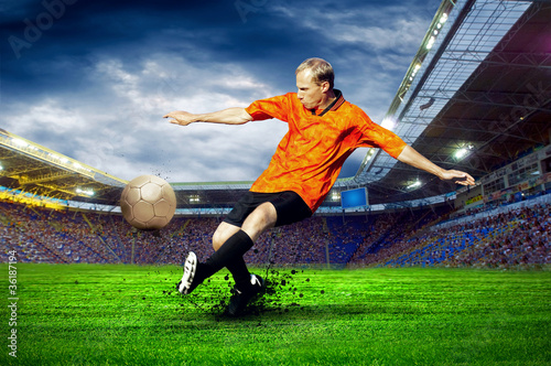 Fotoroleta piłka piłka nożna trawa stadion niebo