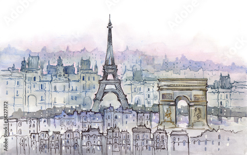 Plakat spokojny miejski europa francja niebo