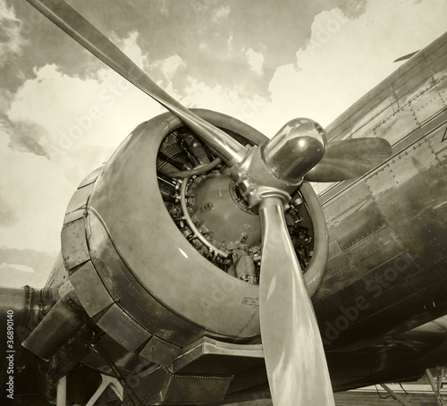Naklejka maszyna retro vintage motor samolot