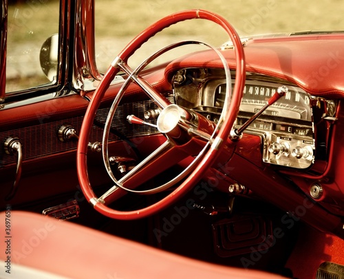 Plakat vintage samochód amerykański retro stary