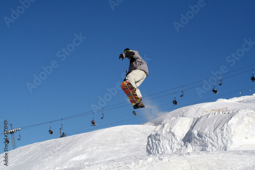 Plakat snowboard sport góra narciarz