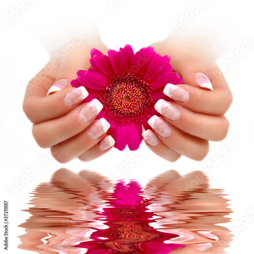 Naklejka woda wellnes kosmetyk manicure kwiat