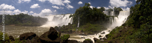 Plakat panorama wodospad widok tęcza natura