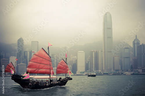Plakat azja łódź chiny statek morze