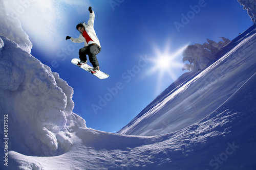 Fototapeta snowboard jazda konna niebo snowboarder