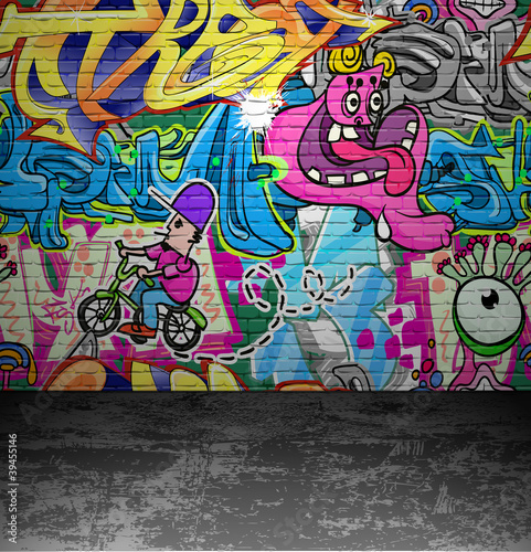 Naklejka Ściana graffiti na miejskiej ulicy