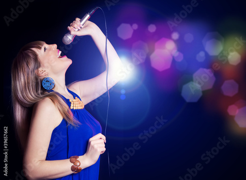 Plakat dyskoteka usta zabawa karaoke