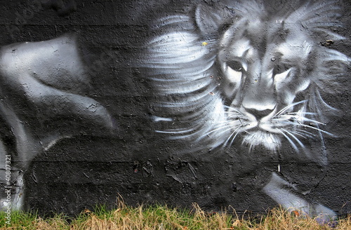 Fotoroleta lew graffiti król