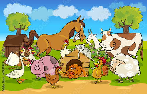 Plakat Wesołe zwierzęta na farmie