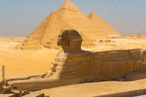 Naklejka piramida niebo pustynia egipt