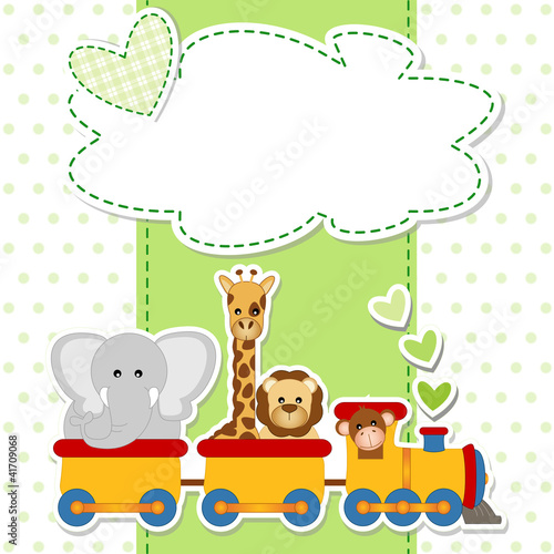 Plakat dzieci wzór ładny niedźwiedź słoń