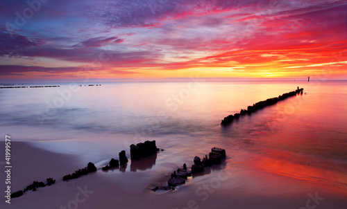 Fotoroleta panorama krajobraz spokojny słońce woda