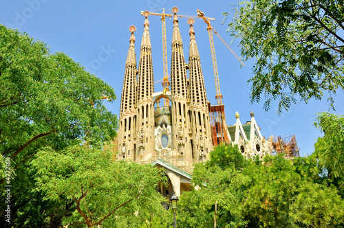 Plakat lato sztuka barcelona architektura katedra