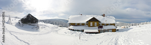 Fototapeta jodła dolina śnieg wioska europa