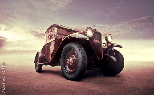 Fotoroleta ulica niebo samochód vintage