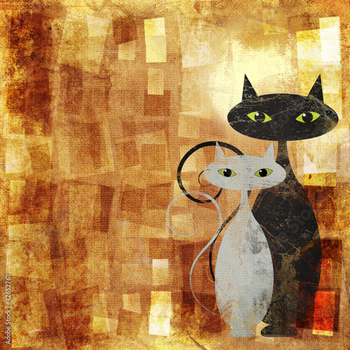Plakat olej miłość kot stary