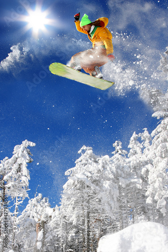 Fototapeta narty drzewa sport narciarz