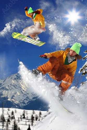 Fotoroleta alpy sport snowboard