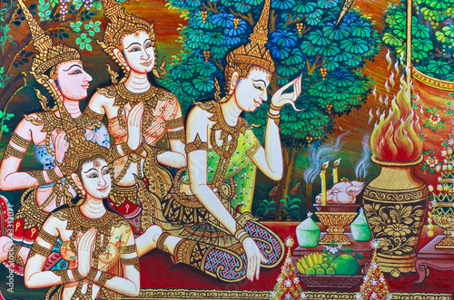 Fototapeta piękny mural antyczny stary tajlandia