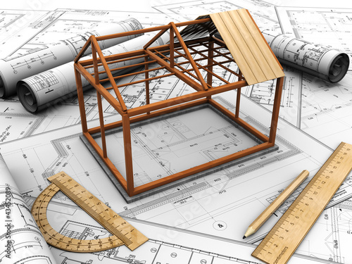 Plakat nowoczesny architektura 3D struktura budowlanych
