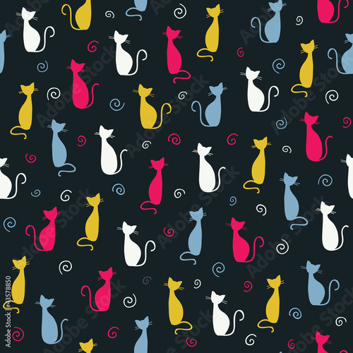 Plakat Tapeta z kolorowymi kotkami
