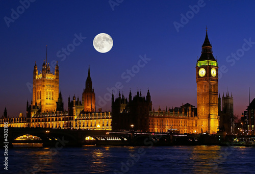 Naklejka księżyc londyn wieża niebo
