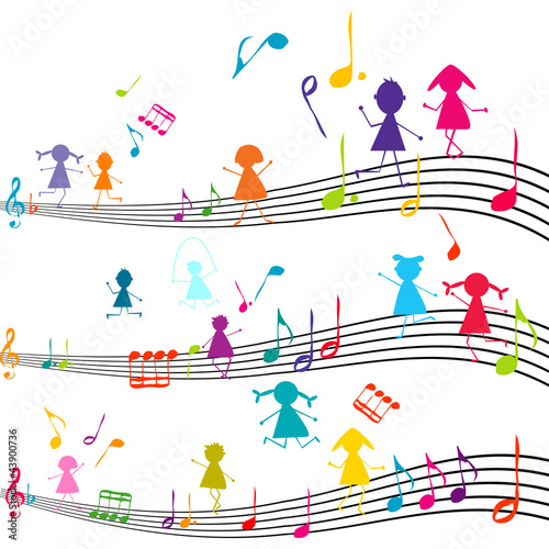 Naklejka dzieci sztuka muzyka tęcza