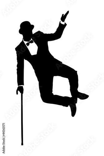 Plakat portret taniec retro mężczyzna trzciny