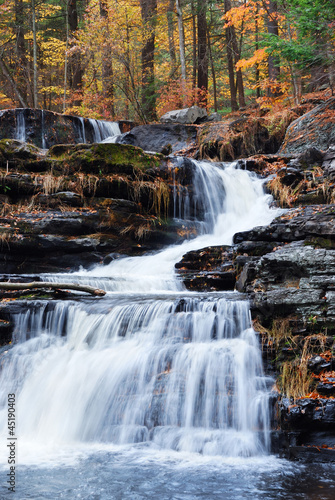 Fotoroleta pejzaż jesień las wodospad natura