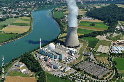 Fototapeta szwajcaria energia reaktor ren chłodnia kominowa