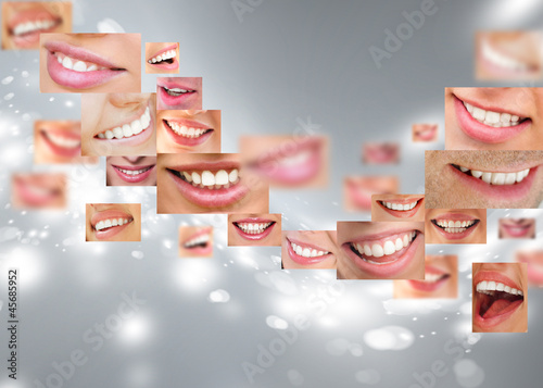 Plakat chłopiec usta piękny świeży