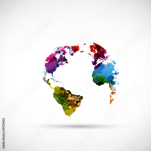 Plakat kontynent świat planeta europa ameryka