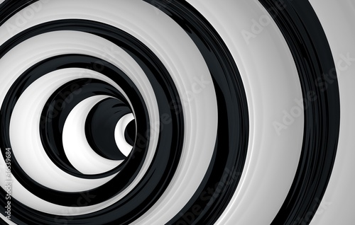 Plakat Czarno biała spirala tunel