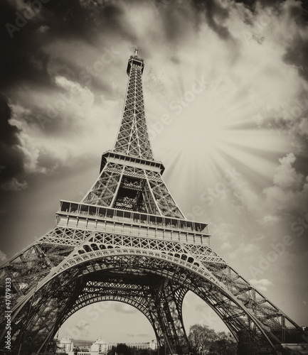 Plakat widok sztuka miejski wieża francja