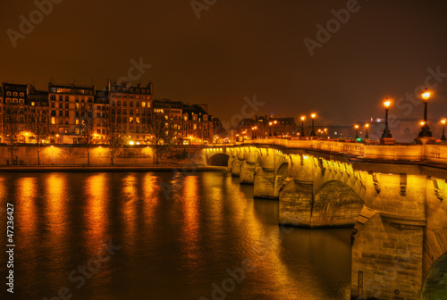 Obraz na płótnie brzeg francja most noc