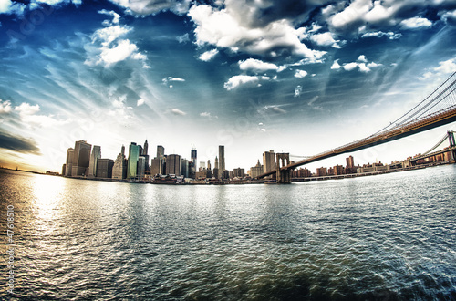 Fotoroleta nowoczesny brooklyn woda ameryka wieża