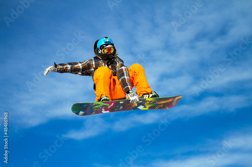 Plakat śnieg wyścig narty chłopiec sport