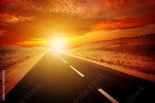 Naklejka widok słońce pustynia droga
