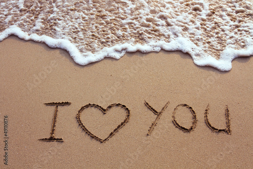 Naklejka Kocham cię na plaży