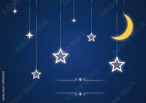 Naklejka kreskówka księżyc gwiazda sztuka noc