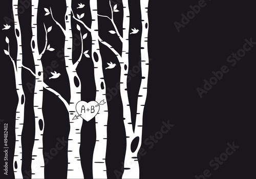 Plakat serce kreskówka drzewa sztuka
