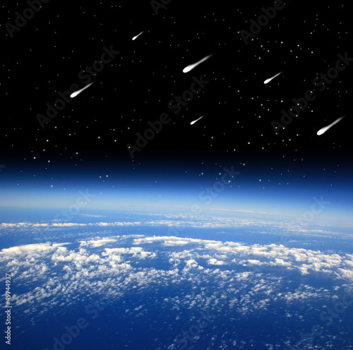 Plakat glob natura planeta meteoryt niebo