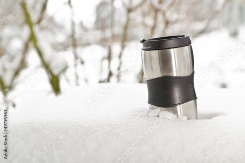 Naklejka śnieg góra napój herbata kawa
