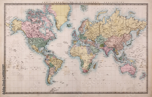 Obraz na płótnie Antyczna mapa świata