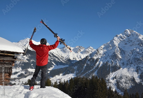 Plakat panorama sporty zimowe alpy
